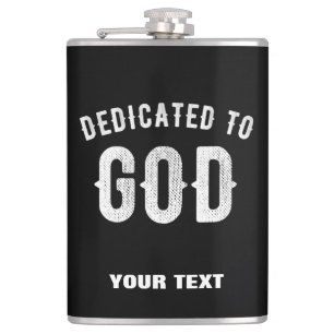 PETACA DEDICADO A DIOS PERSONALIZABLE GUAY TEXTO BLANCO