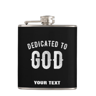 PETACA DEDICADO A DIOS PERSONALIZABLE GUAY TEXTO BLANCO