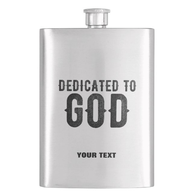 PETACA DEDICADO A DIOS PERSONALIZABLE GUAY TEXTO NEGRO (Anverso)