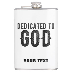 PETACA DEDICADO A DIOS PERSONALIZABLE GUAY TEXTO NEGRO