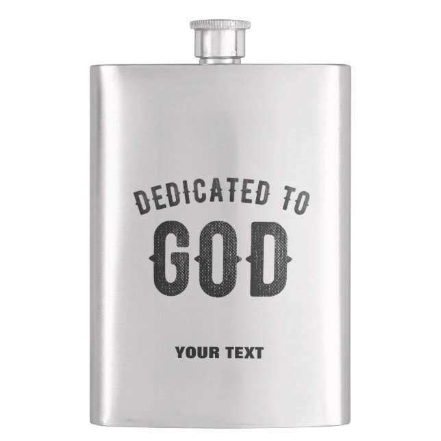 PETACA DEDICADO A DIOS PERSONALIZABLE GUAY TEXTO NEGRO (Anverso)