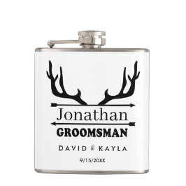Petaca Deer Antler Groomsman Nombre personalizado máscara