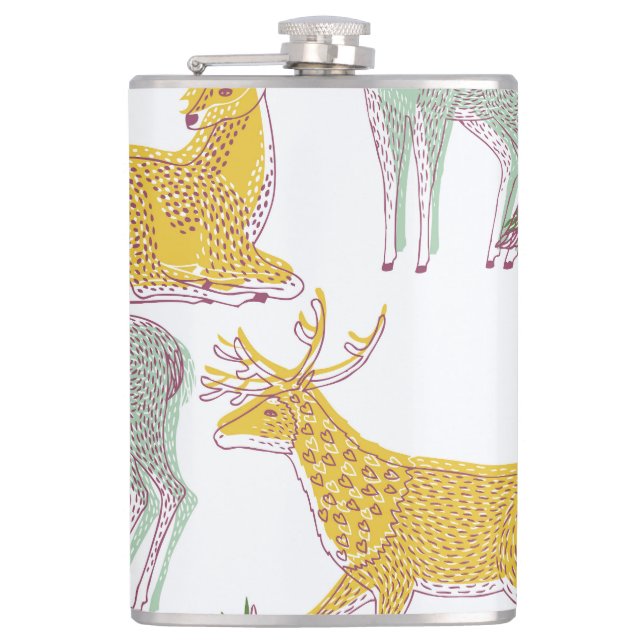 Petaca Deers geométricos: Ilustracion de patrón tradicion (Anverso)