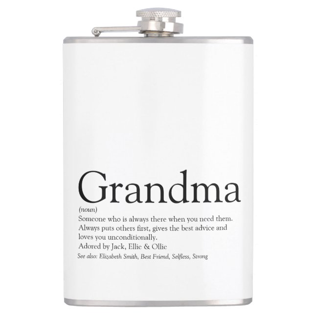 Petaca Definición de abuela Dicho Divertido Blanco y Negr (Anverso)