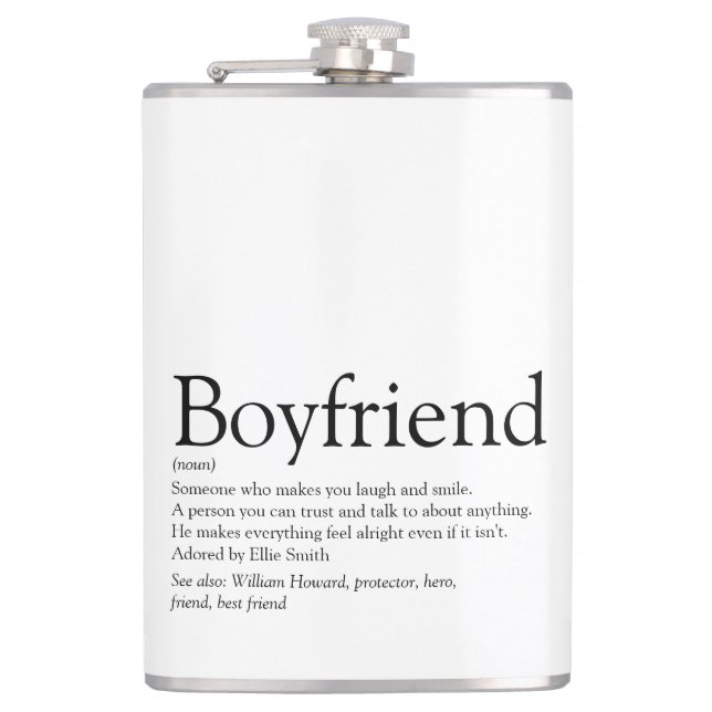 Petaca Definición de novio que dice blanco y negro (Anverso)