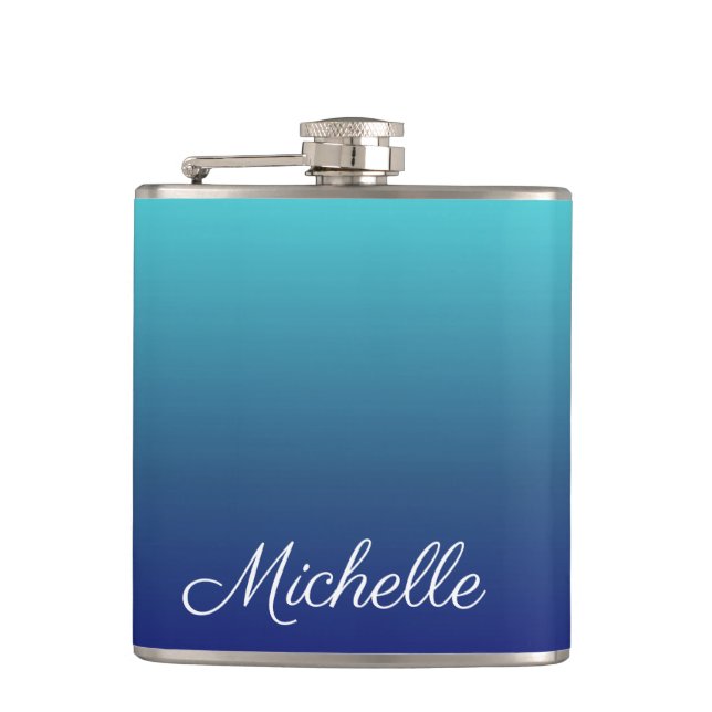 Petaca Degradado sombrío azul personalizado (Anverso)