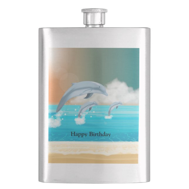 Petaca delfines respirando en el océano (Anverso)