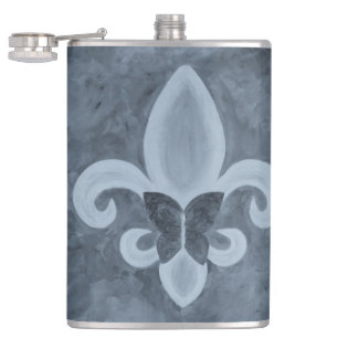 Petaca Denim Butterfleur Blue Fleur de Lis Butterfly