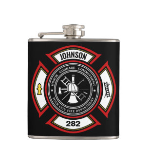 Petaca Departamento de Bomberos AÑADIR NOMBRE Insignia pa