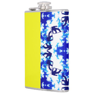 Petaca Deporte de snowboard azul cielo amarillo