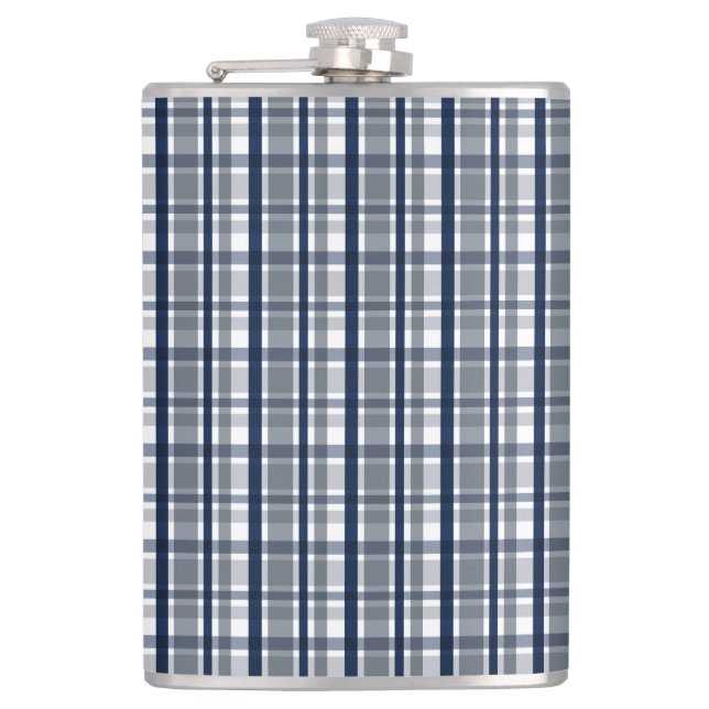 Petaca Deportista de Dallas Plata Navy Blue Plaid Stried (Anverso)