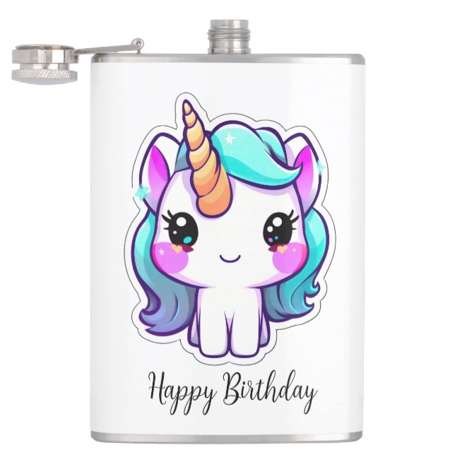 Petaca Deseos de cumpleaños mágicos de unicornio - Estilo (Abierto)