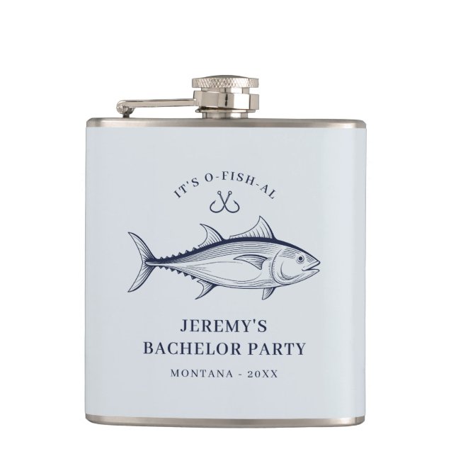 Petaca Despedida de Soltero del Novio Fiesta de Pesca (Anverso)