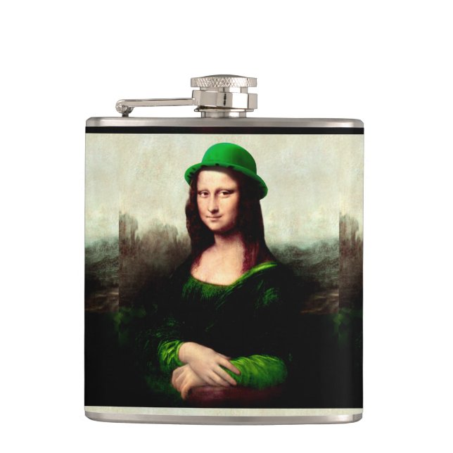 Petaca Día de San Patricio, la afortunada Mona Lisa (Anverso)