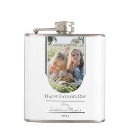 Petaca Día del padre de la foto moderna en arco | Blanco