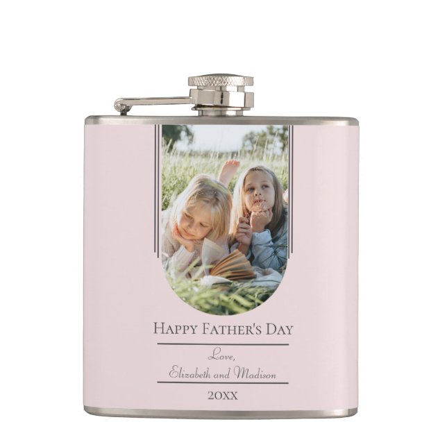 Petaca Día del padre de la foto moderna en arco | Rosa (Anverso)