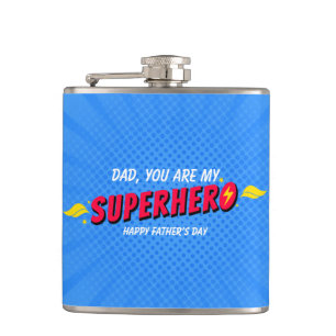 Petaca Día del Padre Superhéroe Cómic Retro