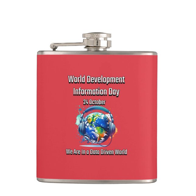 Petaca Día Mundial de la Información sobre el Desarrollo. (Anverso)