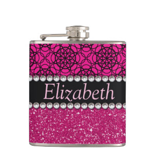 Petaca Diamantes de imitación rosados y negros del