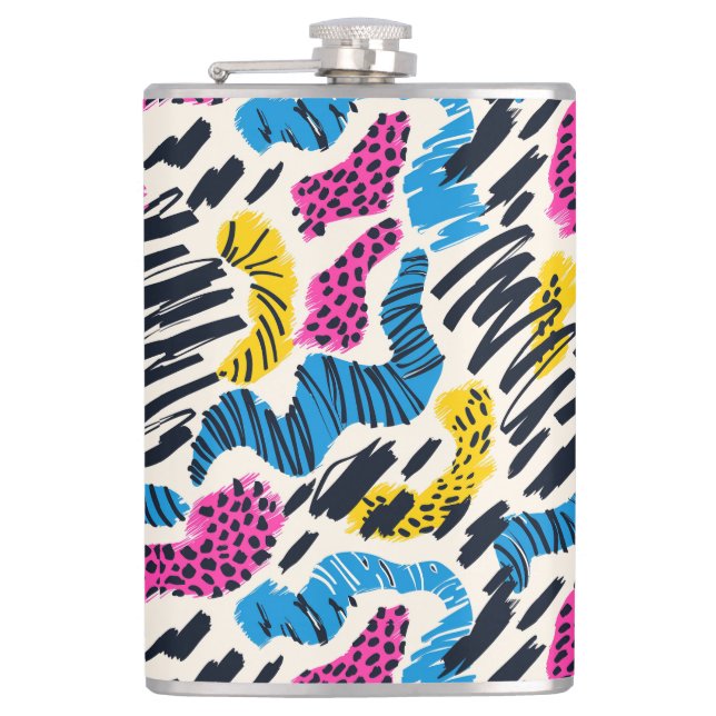 Petaca Dibujo abstracto divertido y colorido de patrones  (Anverso)