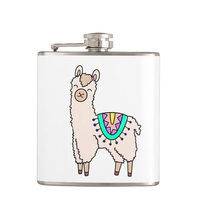 Petaca dibujo de animales personalizados de llama feliz s (Anverso)