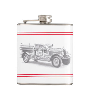Petaca dibujo de bombero de piropos de piruetas vintage