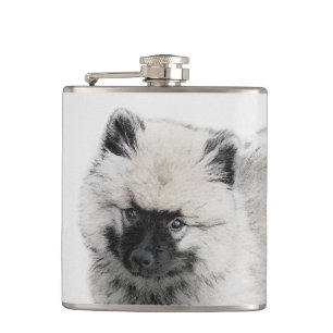 Petaca Dibujo de cachorros de Keeshond - Arte de perros o