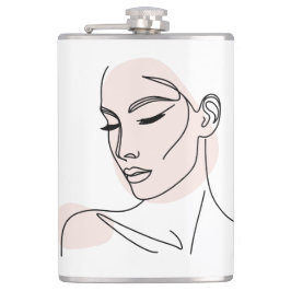 Petaca Dibujo de cara de una mujer de línea nº2