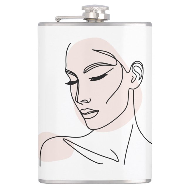 Petaca Dibujo de cara de una mujer de línea nº2 (Anverso)