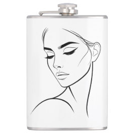 Petaca Dibujo de cara de una mujer de línea nº3