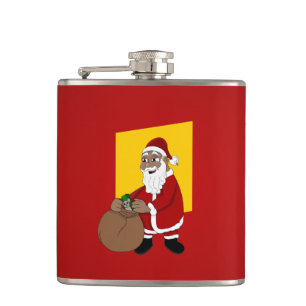 Petaca Dibujo de Papá Noel Negro