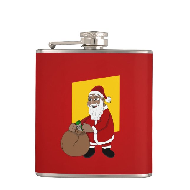 Petaca Dibujo de Papá Noel Negro (Anverso)