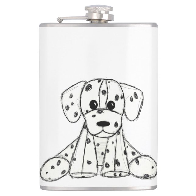Petaca Dibujo de perros rellenos dálmatas esquema simple  (Anverso)
