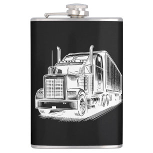 Petaca Dibujo de tinta para el arte de la camioneta Semi