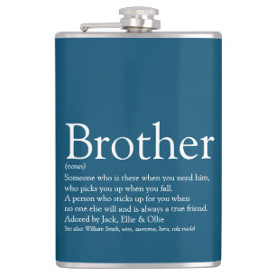 Petaca Dicho de definición de hermano divertido azul
