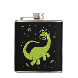 Petaca Dinos De Brontosauro Verdes En El Espacio