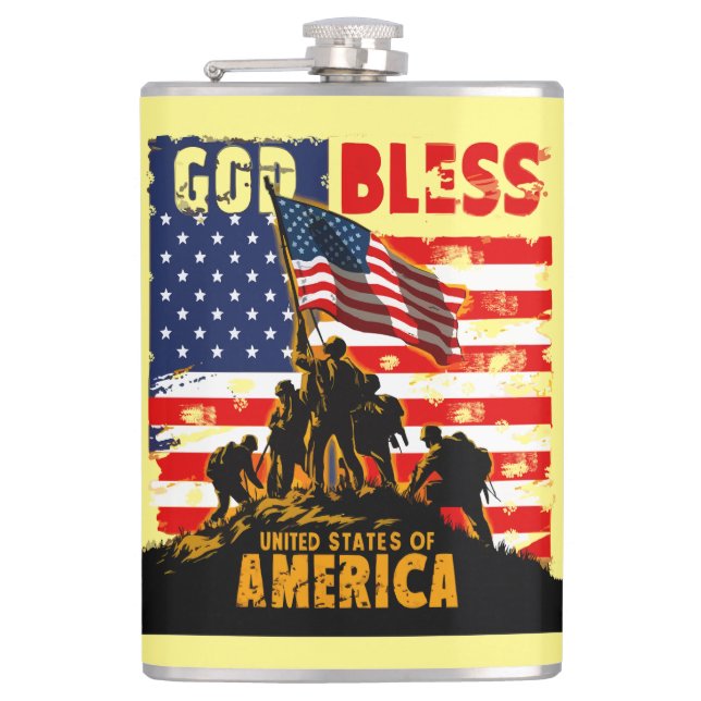 Petaca Dios bendiga a Estados Unidos: Bandera de Estados  (Anverso)