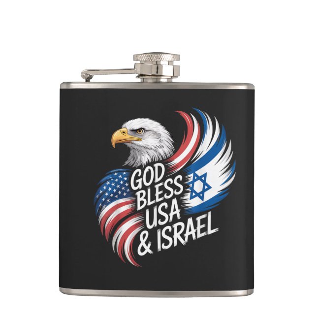 Petaca Dios bendiga Israel EE. UU. (Anverso)