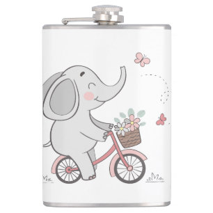 Petaca Diseño animal de elefante caprichoso en bicicleta 