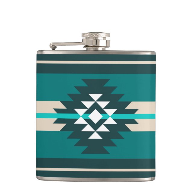Petaca Diseño azteca de color turquesa (Anverso)