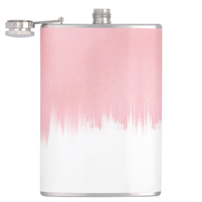 Petaca Diseño blanco con pinceladas rosadas modernas (Abierto)