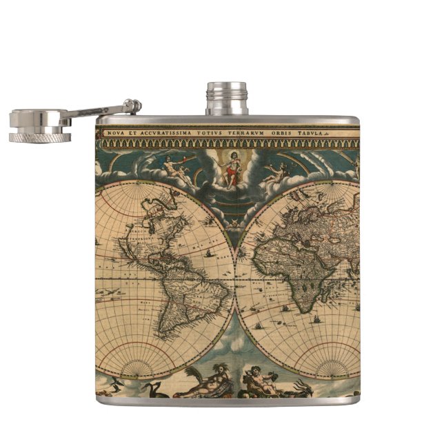 Petaca Diseño de amante de la historia del mapa del viejo (Abierto)