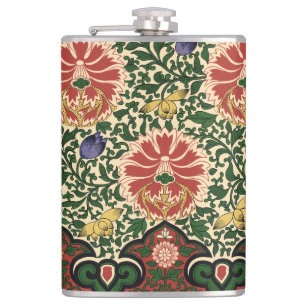 Petaca Diseño de Arte Floral Loto Rojo Chinoiserie de Owe