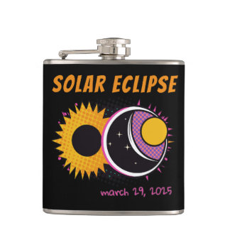 Petaca Diseño de arte pop de eclipse solar total 2025