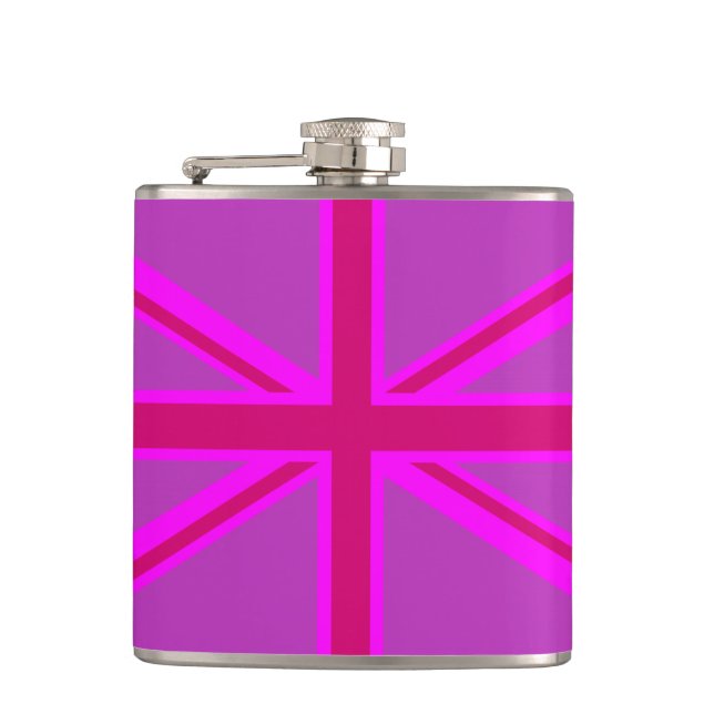 Petaca Diseño de bandera Jack de la Unión de Fuchsia Rosa (Anverso)