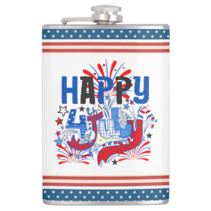 Petaca Diseño de Celebración Patriótica del 4 de Julio Fe