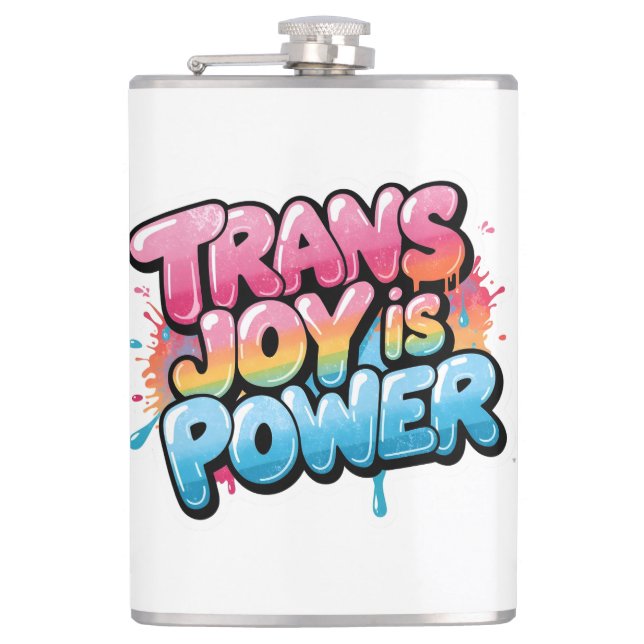 Petaca Diseño de cita de arte orgullo poder alegría trans (Anverso)