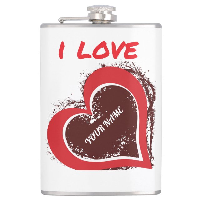 Petaca Diseño de corazón de amor grunge editable – Agrega (Anverso)