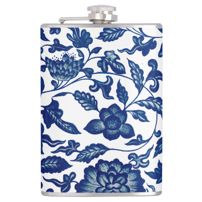 Petaca Diseño de cosecha azul y blanca (Anverso)