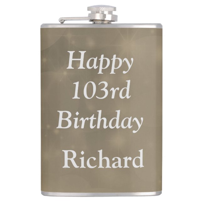 Petaca Diseño de cumpleaños 103 personalizado y elegante (Anverso)